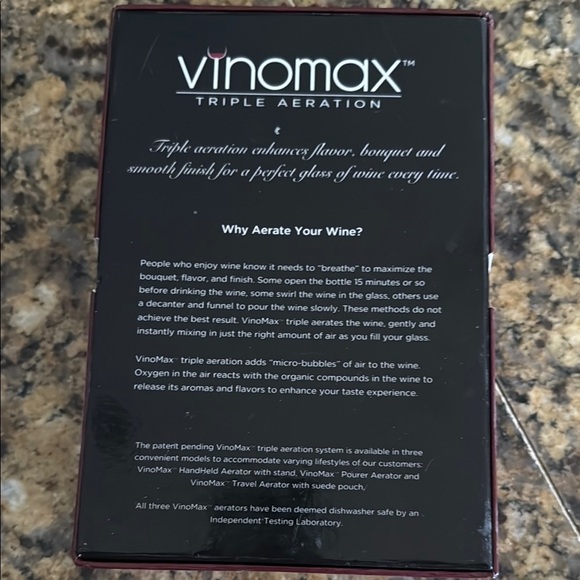 New Vinomax Handheld Wine Triple Aerator w/ Stand, 3 Piece Set - Picture 6 of 11